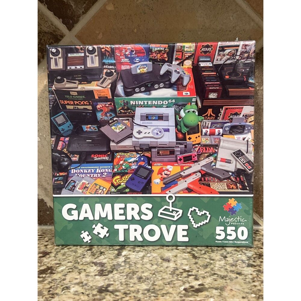 Gamers Trove Video Game Collage Retro Systems Puzzle New NOS Yoshi NIB Pokémon